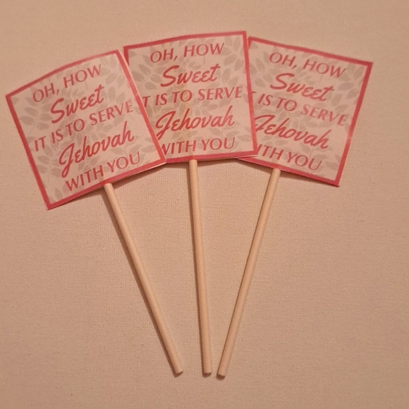 4/$15 🌻 How Sweet It Is To Serve Jehovah With You Handmade 7 JW Cupcake Topper - Picture 2 of 3